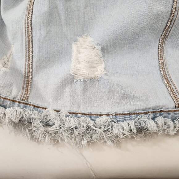 Iris Jean Jacket Light Denim Distressed Size Medium - Picture 11 of 14